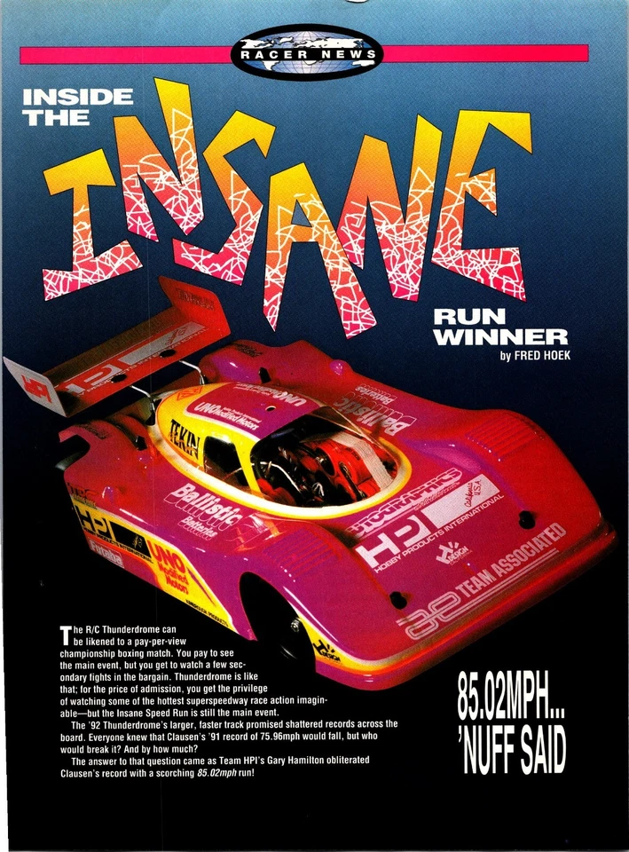 Team AE Gary Hamilton Speed Record Thunderdome Print Ad Wall Art Decor - Image 1 of 1