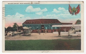 Vintage 1934 Walker Airport, Near Windsor, Ont. Canada used Postcard - Picture 1 of 2