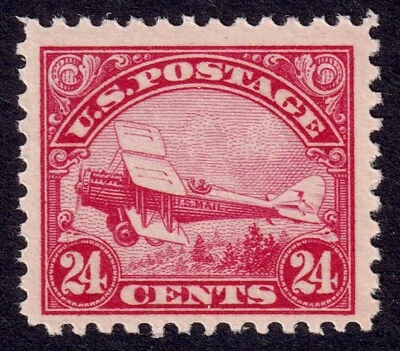 US Scott C6, 1923 Dehavilland Biplane, 24c carmine, NH MINT *Certified* - Image 1 of 2
