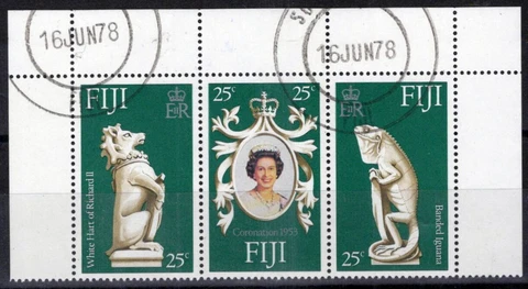 ZAYIX Fiji 384a-c Used Queen Elizabeth II Coronation Royalty 051023SM20 Cover
