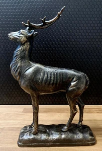 Eisenfigur Hirsch mit Geweih Skulptur Antik Stil Dekoration Dekofigur Reh Deko - Bild 1 von 6