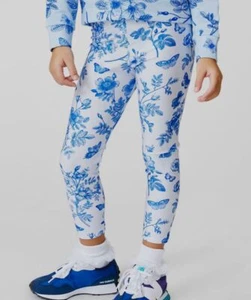 $58 Terez Kids Girls Blue Floral Stretch USA Skinny Leggings Pants Size 16 - Picture 1 of 3