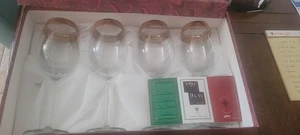 Neu im Karton Cristalleria Fratelli Fumo Goldrand Weingläser Hand Made In Italy - Bild 1 von 3