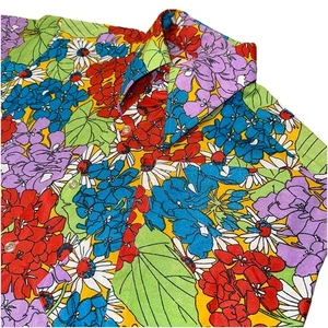 Designer’s Choice Button Up Psychedelic Bright Floral Vintage 60-70’s Women’s M - Picture 1 of 5