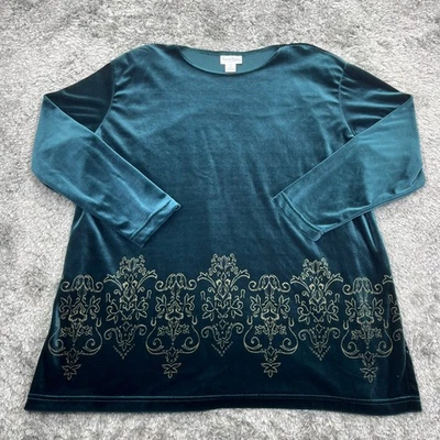 Top de mujer Diane Von Furstenberg 2X túnica de terciopelo verde túnica de hadas caprichosa de colección Foto 1 de 4