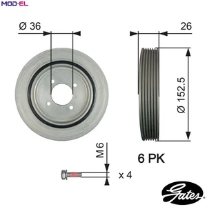 BELT PULLEY CRANKSHAFT TVD1011A FOR PEUGEOT PARTNER/ORIGIN/Box/Body/MPV/URBANA - Picture 1 of 9