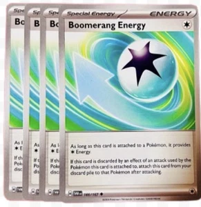 Lote de 4 juegos de cartas coleccionables Pokémon Boomerang Energy 166/167 Twilight Masquerade casi nuevo - Imagen 1 de 1