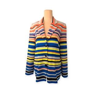 Chaqueta para mujer Exclusively Misook azul mediano Chartreuse tostado neón coral amarillo - Imagen 1 de 12