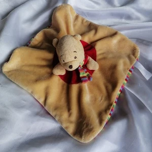 Doudou Winnie l'ours plat, jaune, rouge, écharpe rayée, Disney, Nicotoy - Picture 1 of 3