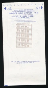 Vintage 1992 US Government Enroute Low L1 L2 Altitude Aeronautical Aviation Map - Bild 1 von 2