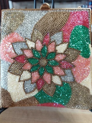 Bolso de Noche Walborg Vintage Bolso de Mano Estrás Cuentas Cartera sin asas Flor Foto 1 de 4