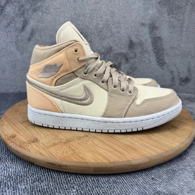 Nike Air Jordan 1 Mid Zapatos Para Mujer Talla 6 Sail Tostado Beige Lona Gamuza DV0427-102 Foto 1 de 4