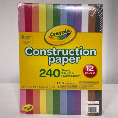 Crayola строительная бумага 240 листов 9 x 12 12 цветов искусства ремесла школы новый - Изображение 1 из 4
