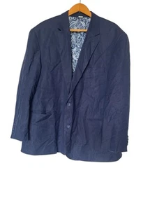 Oak Hill Blazer Mens 54R 3XL Navy Linen Blend Suit Jacket Sport Coat 2 Button - Picture 1 of 4