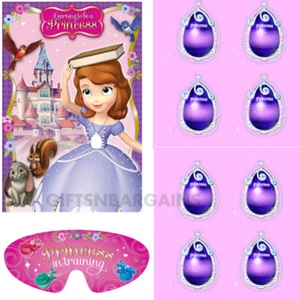 SOFIA THE FIRST PARTY SUPPLIES PARTY GAME PIN THE AMULET PRINCESS 2-8 PLAYERS - Picture 1 of 4