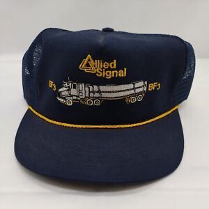 Nice Vintage Mesh Snapback Trucker cord Hat Allied Signal embroidered 18 wheeler