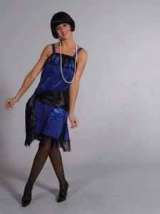 Ladies Blue Charleston Flapper Gangsters Moll Fancy Dress Size 10 - Picture 1 of 3