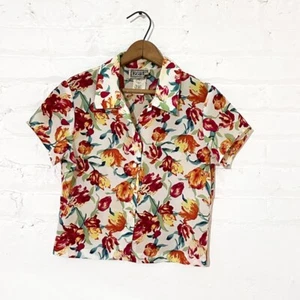 Vintage ECRU Floral Button Down Top - Size Small - Picture 1 of 6