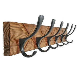 Coat Rack Wall Mount Antique Wooden Carved X Cross Coat Hook Wall Coat Hanger Wi - Picture 1 of 6