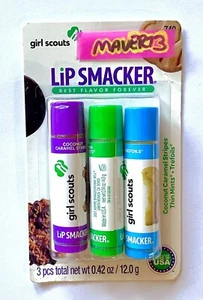 Lip Smacker Girl Scouts Cookies Thin Mints Bonne Bell Trefoils Coconut Caramel - Picture 1 of 2