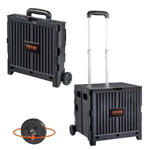 VEVOR Foldable Utility Shopping Cart Folding Portable Crate Handcart with Telesc - Picture 1 of 8