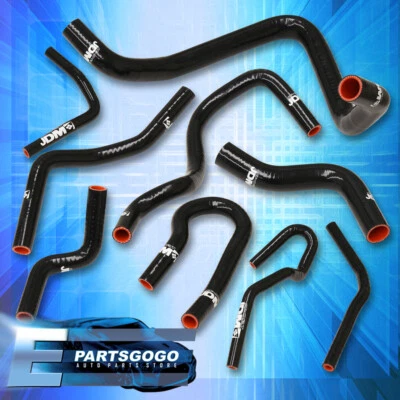 For 92-00 Honda Civic D15 D16 SOHC JDM 9PCS Silicone Radiator Heater Hose Black Foto 1 de 3
