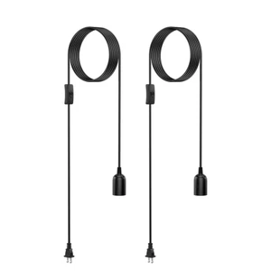 2-Pack Hanging Light Cord,15 Ft Plug in Pendant Light Cord with On/Off Switch E2 - Picture 1 of 12