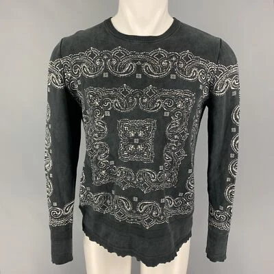 GIVENCHY Talla S Negro Blanco Paisley Seda Desgastado Suéter - Imagen 1 de 4