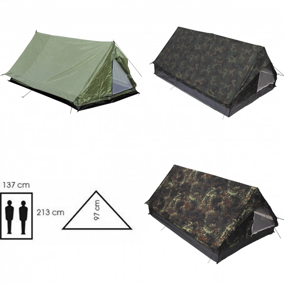 Zelt Minipack 2 Personen 213 x 137 x 97 cm Zweimannzelt Moskitonetz Camping NEU - Bild 1 von 4