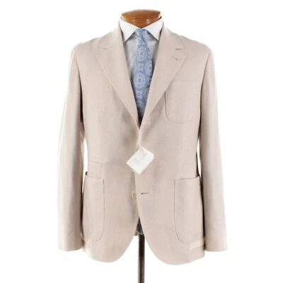 Casaco esportivo Brunello Cucinelli novo com etiquetas lã/seda/cashmere tamanho 50 (40 EUA) bege - Imagem 1 de 4