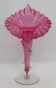 Cranberry pink glass vintage Victorian antique Jack in the Pulpit vase - Picture 1 of 16