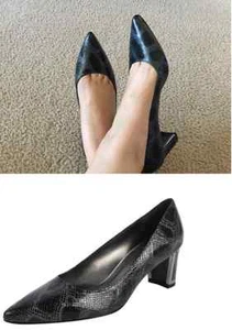 NIB Stuart Weitzman Firstclass pump coal Embossed snake leather 5 8.5