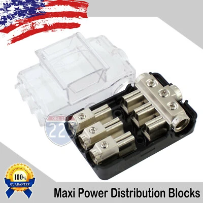 12 VOLT MAXIFUSE  DISTRIBUTION BLOCK (3) 2/4 GA IN THREE 4/8 GAUGE AWG OUT - Image 1 of 2