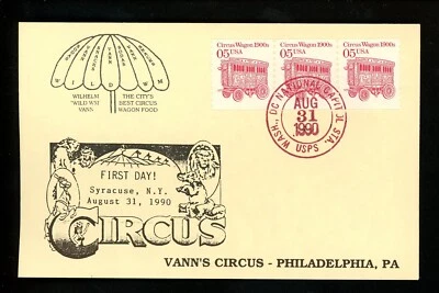 US FDC #2452 Vann's Circus / LGS Card 1990 DC National Wagon 1st Unofficial - Image 1 of 2