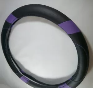 2016 Black & Purple Slip-On PU Steering Wheel Cover Good Fit Non-Slip Handling - Bild 1 von 6