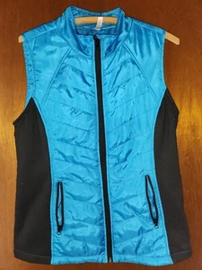 Exertek Vest Womens Sz. M Medium Blue Quilted Full Zip Pockets GUC - Picture 1 of 4