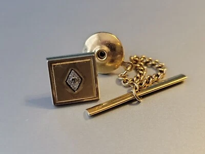 Vintage Pierre Cardin Paris Diamond Accent Tie Tack Pin - Image 1 of 4