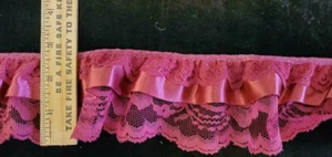Vintage/Antique synthetic Ruffled Lace, 6 Yards, Burgandy - Picture 1 of 1