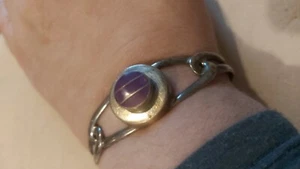 vintage Native American Southwestern sterling silver & Sugilite 80s? bracelet - Picture 1 of 13