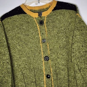 Lynne McNulty Women's Cardigan Knit Sweater Heavy Weight Green Size S/M READ - Picture 1 of 10