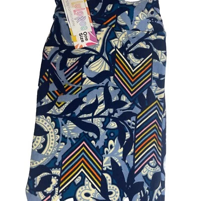 Lularoe OS Blue Floral Paisley Arrows  Leggings NWT - Image 1 of 4