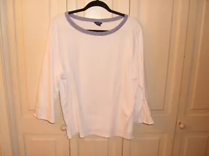 slip-over by nautica, white with blue trim neckline, 100% cotton, size XL - Picture 1 of 2