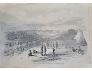 Volontari che attraversano Ohio a Covington 1862 Harpers incisione settimanale guerra civile - Foto 1 di 3