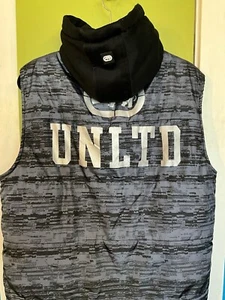 Ecko Unltd Hoodie Puffer Vest Mens Size M Zip Closure Pocket Gray Camo Gorp Core - Picture 1 of 23