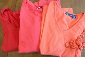 Paket 3 Damen Orange Koralle Strick Tops T-Shirt Tunika M/L - Bild 1 von 5