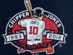 Chipper Jones Atlanta Braves 1993-2012 Majestic Men's Graphic T-Shirt XXL - Picture 1 of 8
