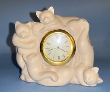 Eclipse Stone Cast Quartz Clock Cats And Mice Sleeping Made In Wales