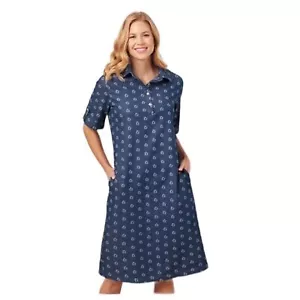 DENIM MOVES DENIM GÄNSEBLÜMCHEN BEDRUCKTES BAUMWOLLKLEID MIT TASCHEN NEU OHNE ETIKETT - Bild 1 von 8