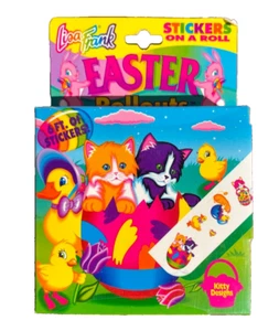 VTG Lisa Frank Easter Stickers SEALED Box Roll Out 6 Feet Kitty Duck Designs NOS - Picture 1 of 4