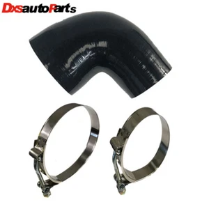 90 Degree Black 4-Ply Silicone 3" to 4" Hose Coupler+3" Hose Clamp+4" Hose Clamp - Bild 1 von 6